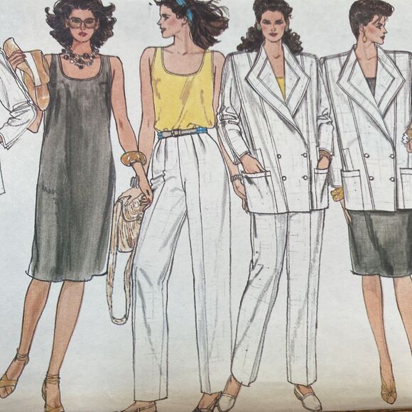 Vogue Sewing Pattern 8922 Size 18 Jacket Dress Pants Shorts Top Vintage 1980s - Picture 3 of 7